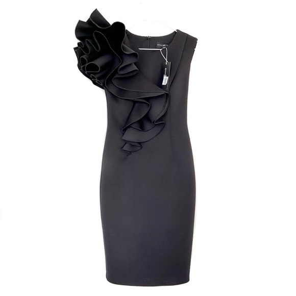 BETSY & ADAM Ruffled Scuba Neoprene Sheath Dress - Picture 4 of 7